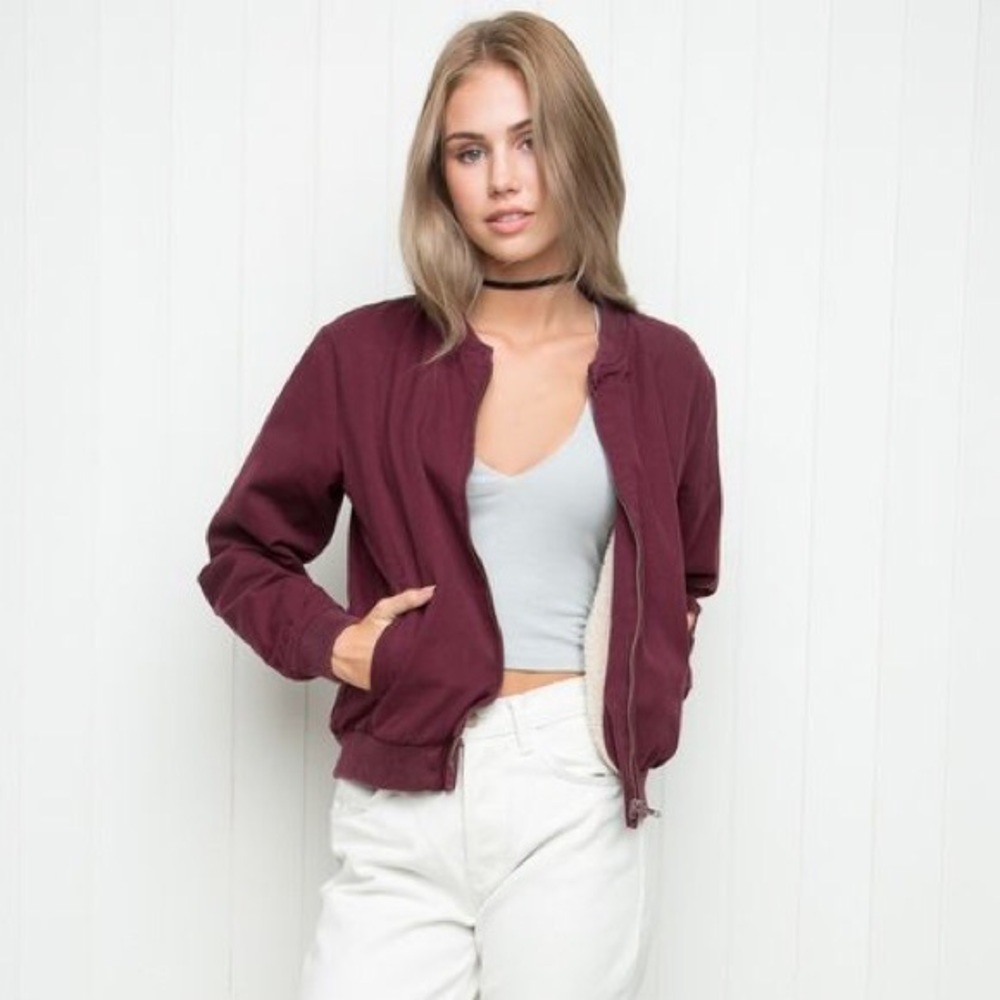 BRANDY MELVILLE maroon bomber jacket